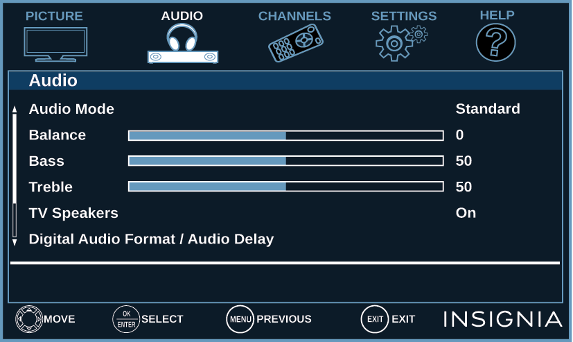 What is audio settings for volume and balance? here is example of general audio settings